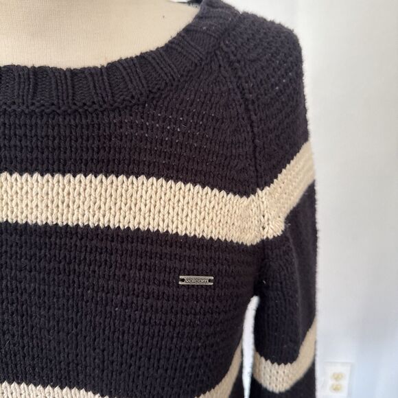 Volcom Womens Crochet Striped Knit Sweater S/P - Picture 3 of 9